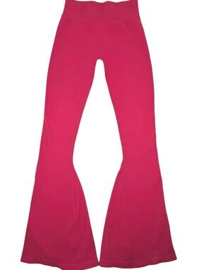 NVGTN Red Ribbed Flare Leggings High Waisted Seamless Yoga Pants S